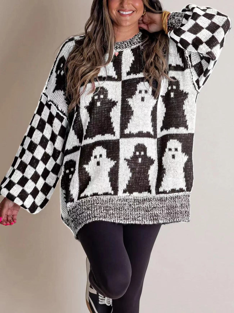 Halloween pattern loose sweater