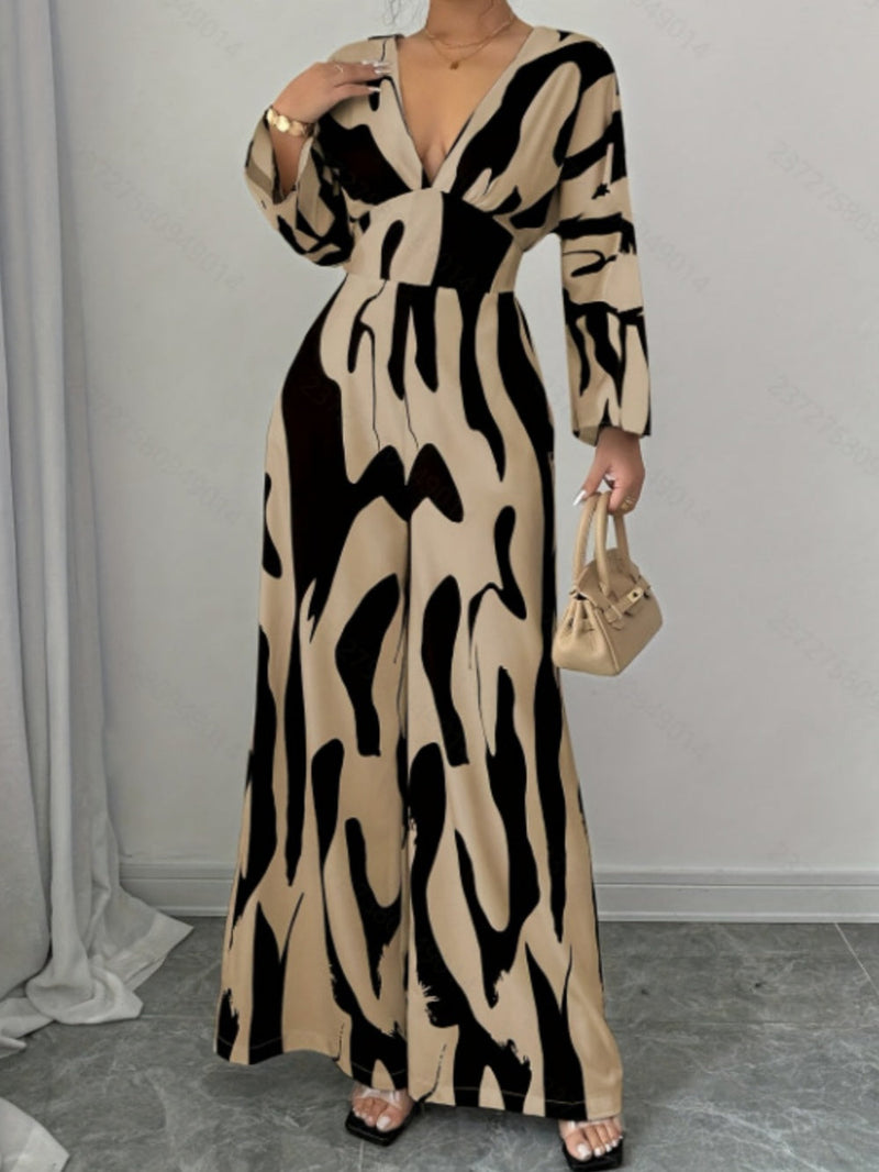 Elegant Abstract Pattern Casual Fashion Jumpsuit