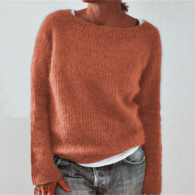 Casual Solid Color Soft Crew-neck Sweater