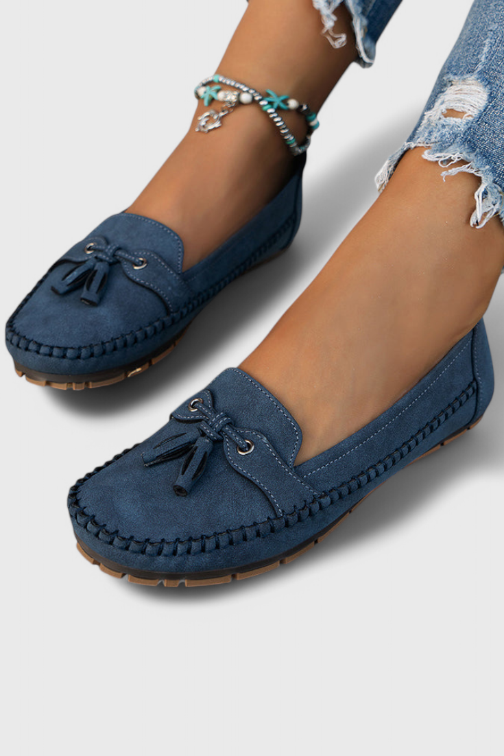 Zapatillas de gamuza clásicas Peony con borlas para un estilo elegante y cómodo