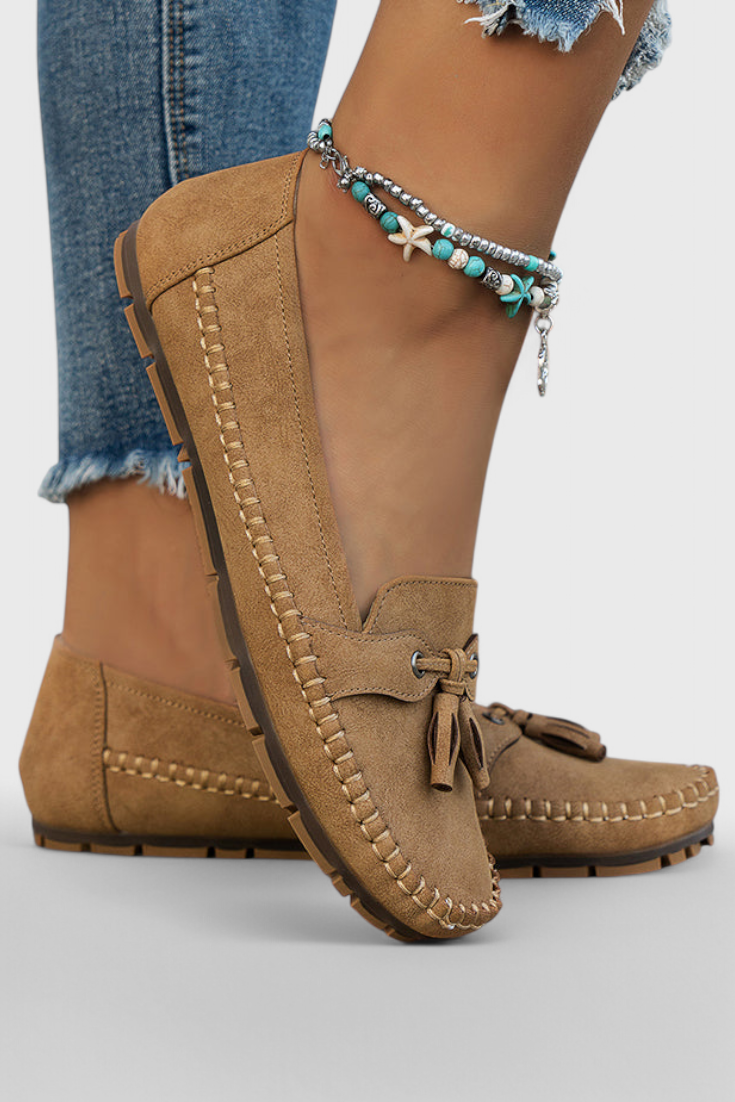 Zapatillas de gamuza clásicas Peony con borlas para un estilo elegante y cómodo