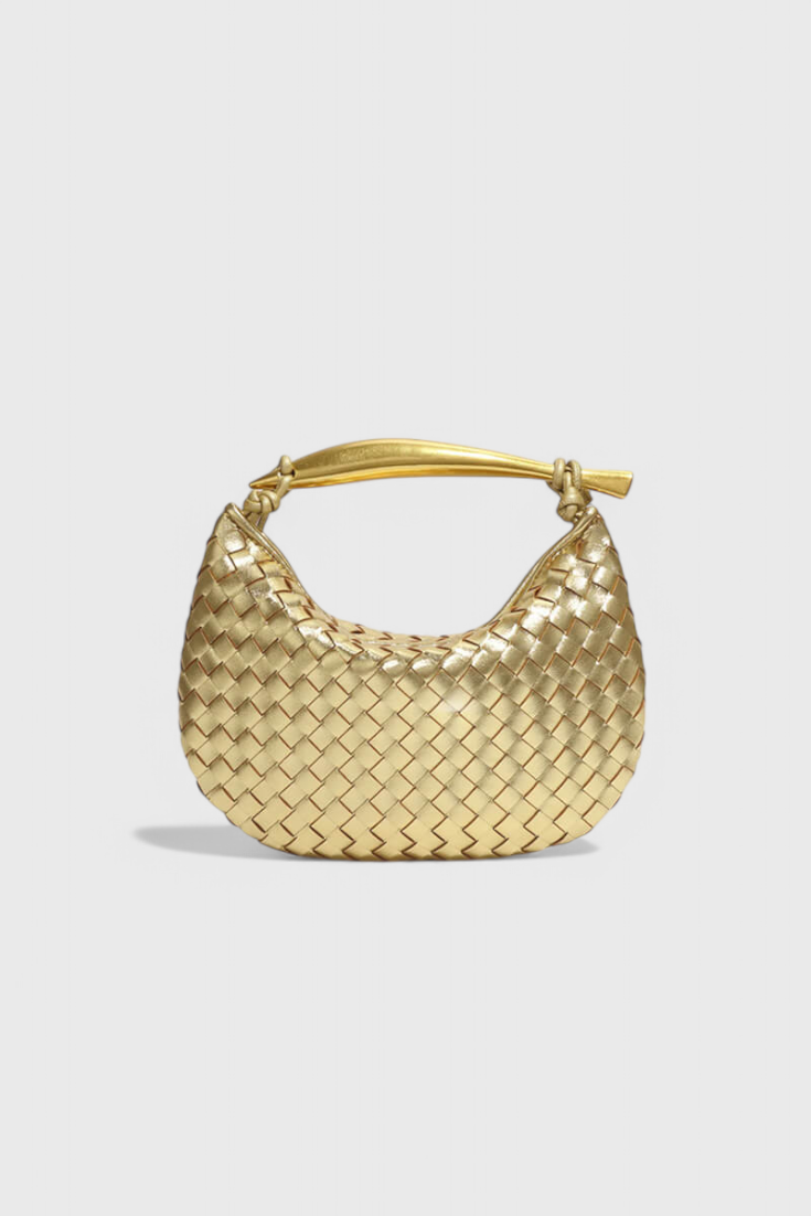 Elegante Bolso Gerda de Tejido con Asa Dorada para un Look Sofisticado