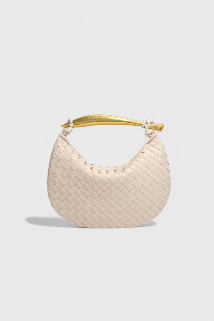 Elegante Bolso Gerda de Tejido con Asa Dorada para un Look Sofisticado