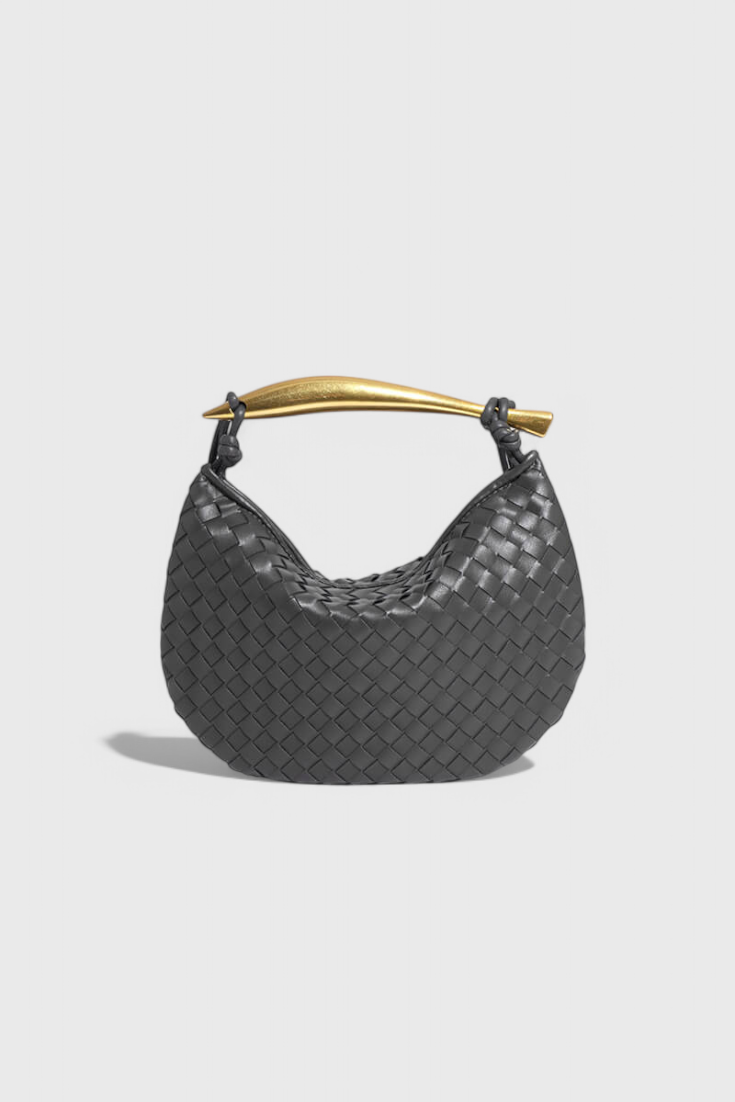 Elegante Bolso Gerda de Tejido con Asa Dorada para un Look Sofisticado
