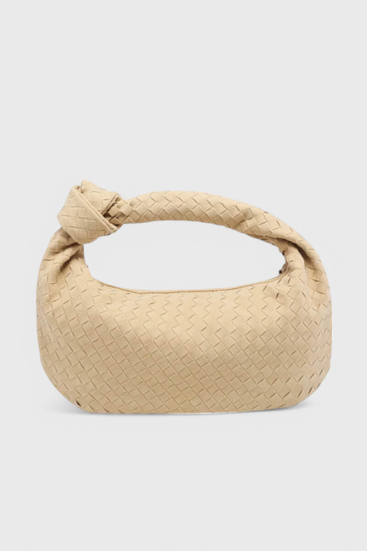 Bolso Mediano Lila de Ratán con Elegante Detalle de Nudo