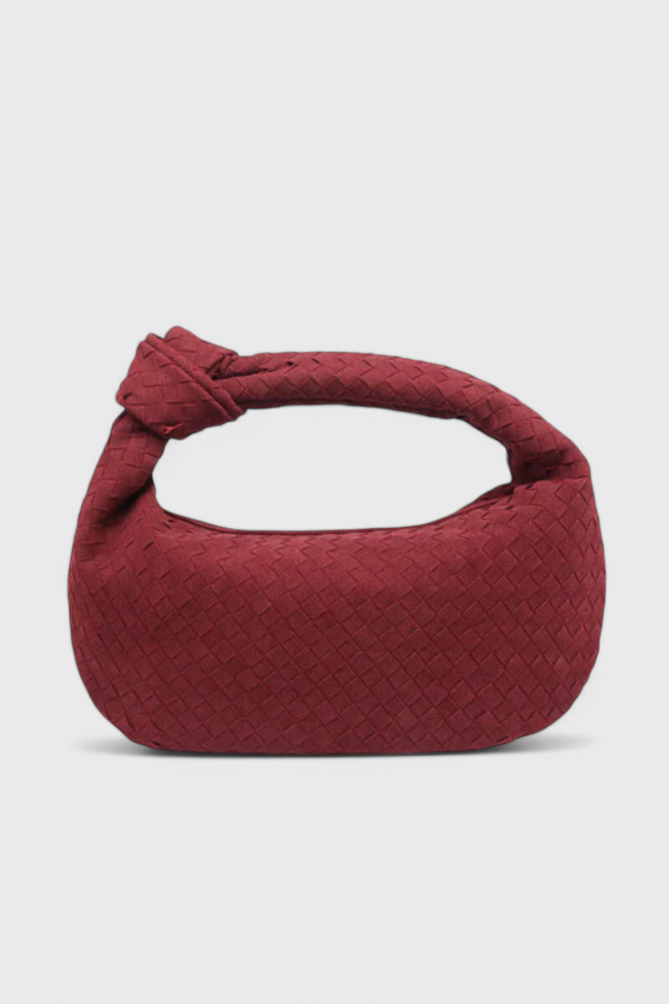 Bolso Mediano Lila de Ratán con Elegante Detalle de Nudo