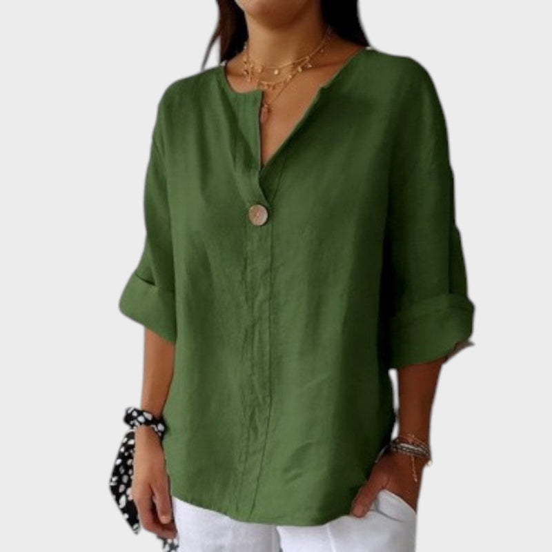 Zamma | Blusa de lino con cuello en V