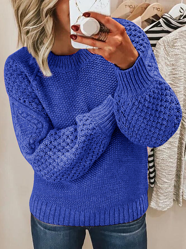 Crew Neck Jacquard Knit Sweater