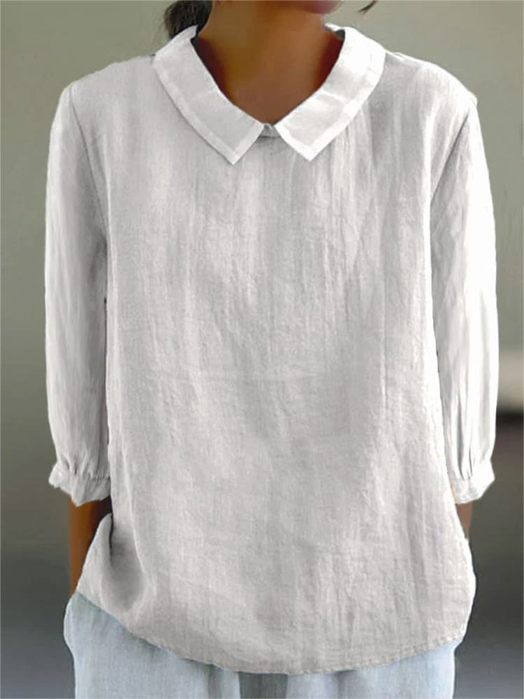 Cotton and Linen 3/4 Sleeve Shirt