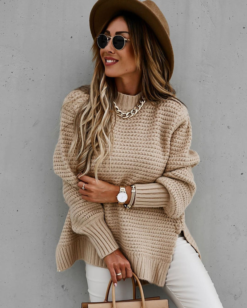 Side Split Knitted  Sweater Top