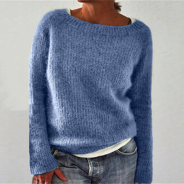Casual Solid Color Soft Crew-neck Sweater