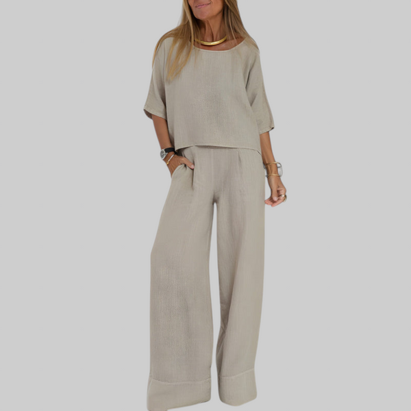 Alina | Conjunto de algodón y lino de dos piezas