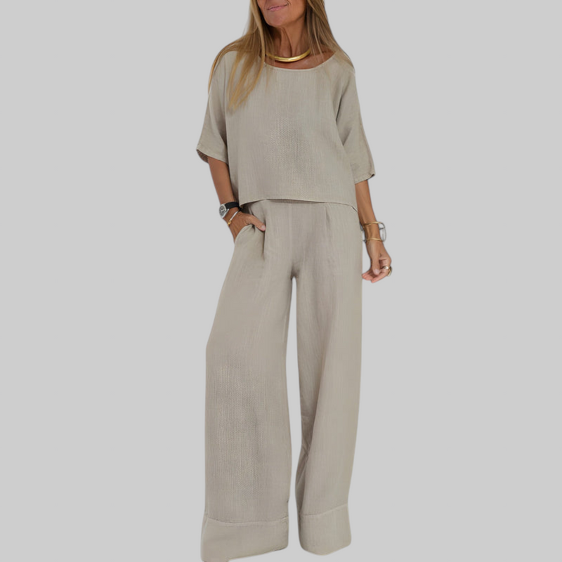Alina | Conjunto de algodón y lino de dos piezas