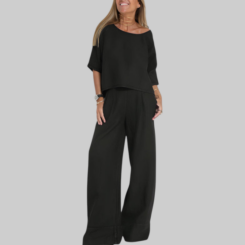 Alina | Conjunto de algodón y lino de dos piezas