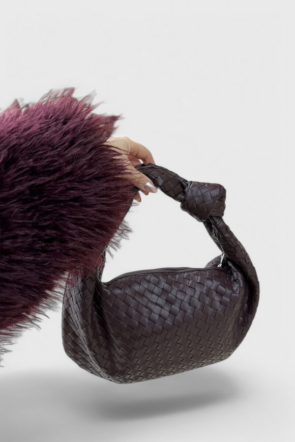 Bolso de Hombro Mediano de Tejido con Estilo Sage