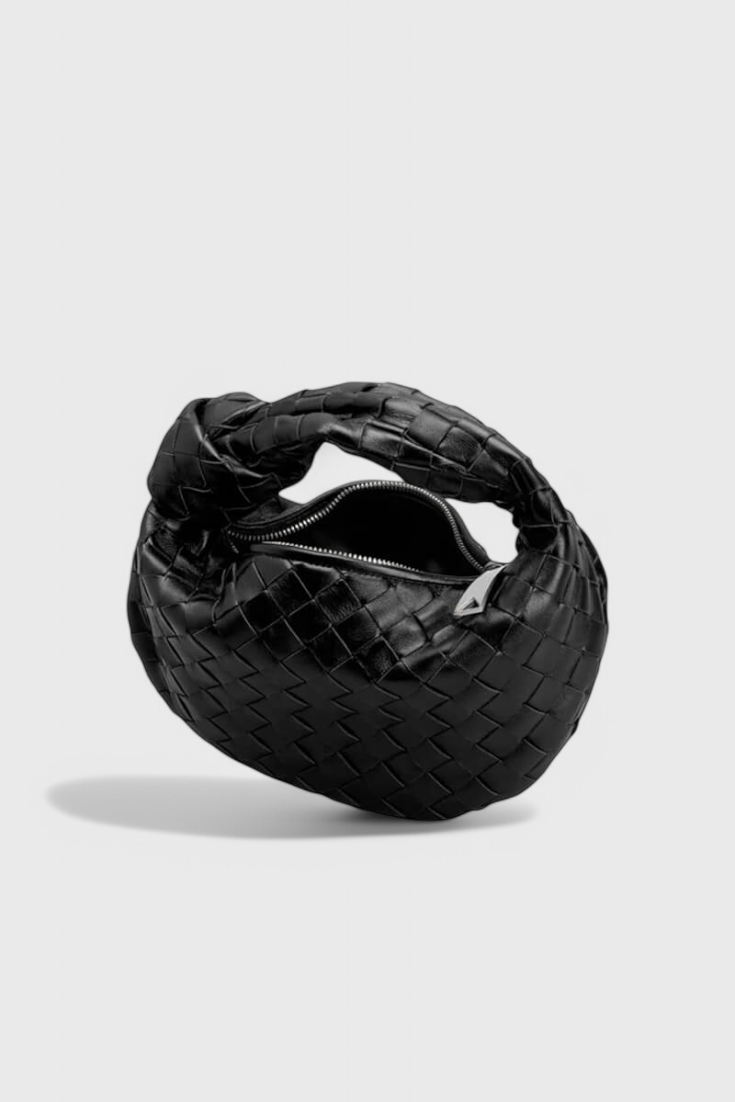 Bolso Satchel Compacto de Arenal de Salvia con Diseño Trenzado